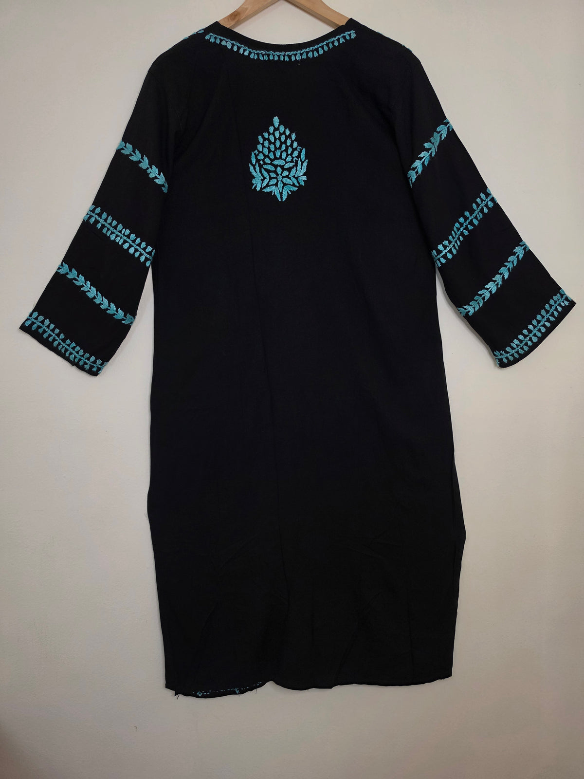 Blue on Black Chikankari kurta