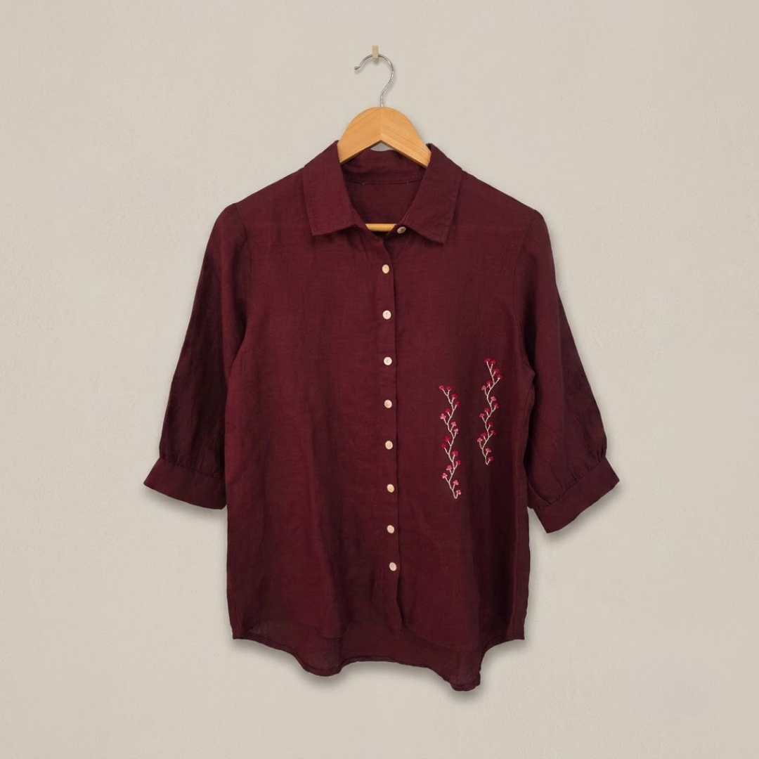 Maroon Linen Shirt