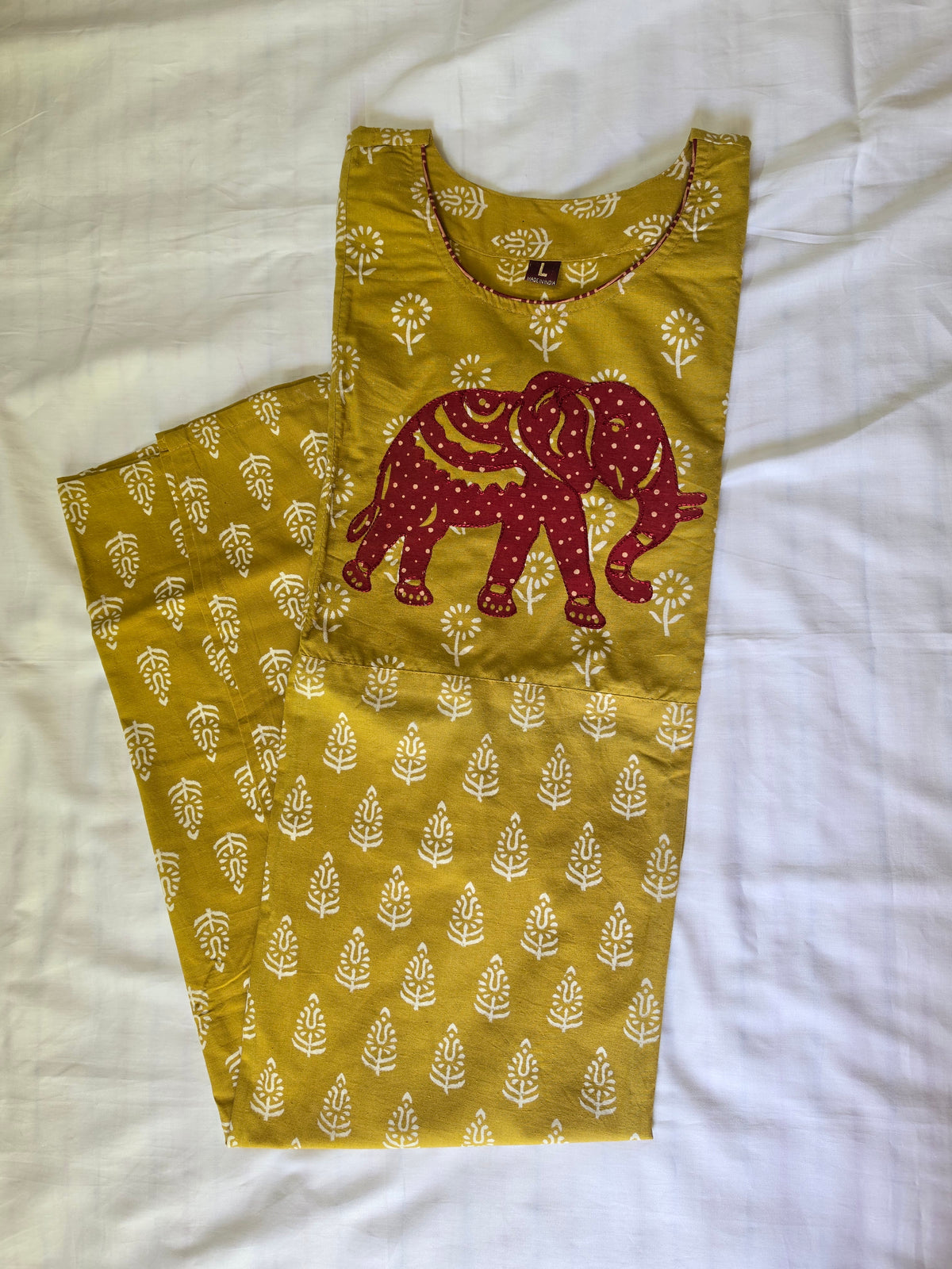Mustard Yellow Cotton Block Print Kurta