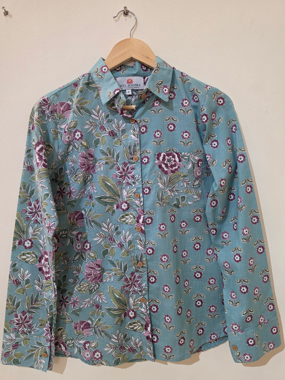 Light Blue Bagru Print Kalamkari Cotton Shirts