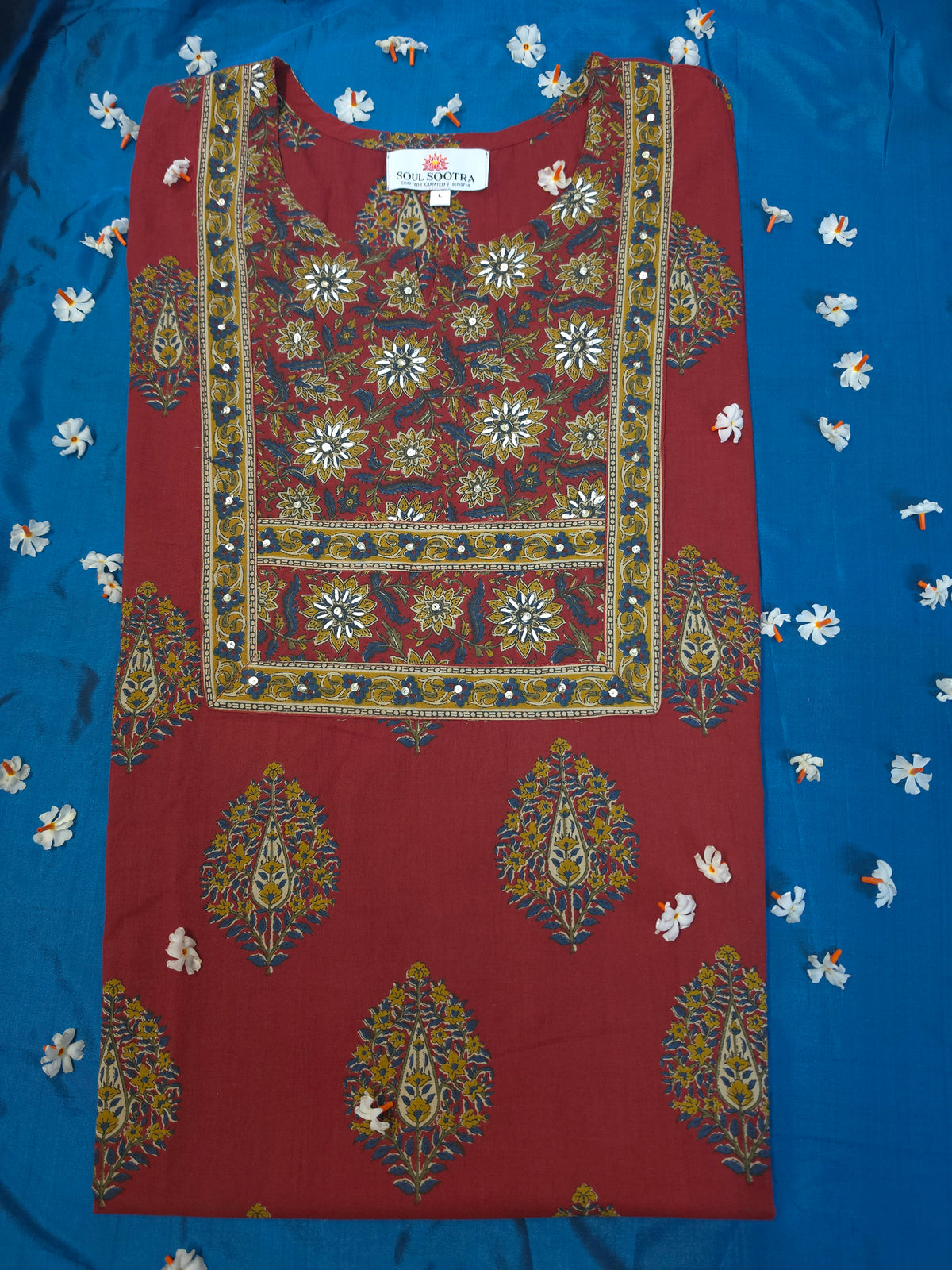 Jaipuri Maroon Embroidery Kurta