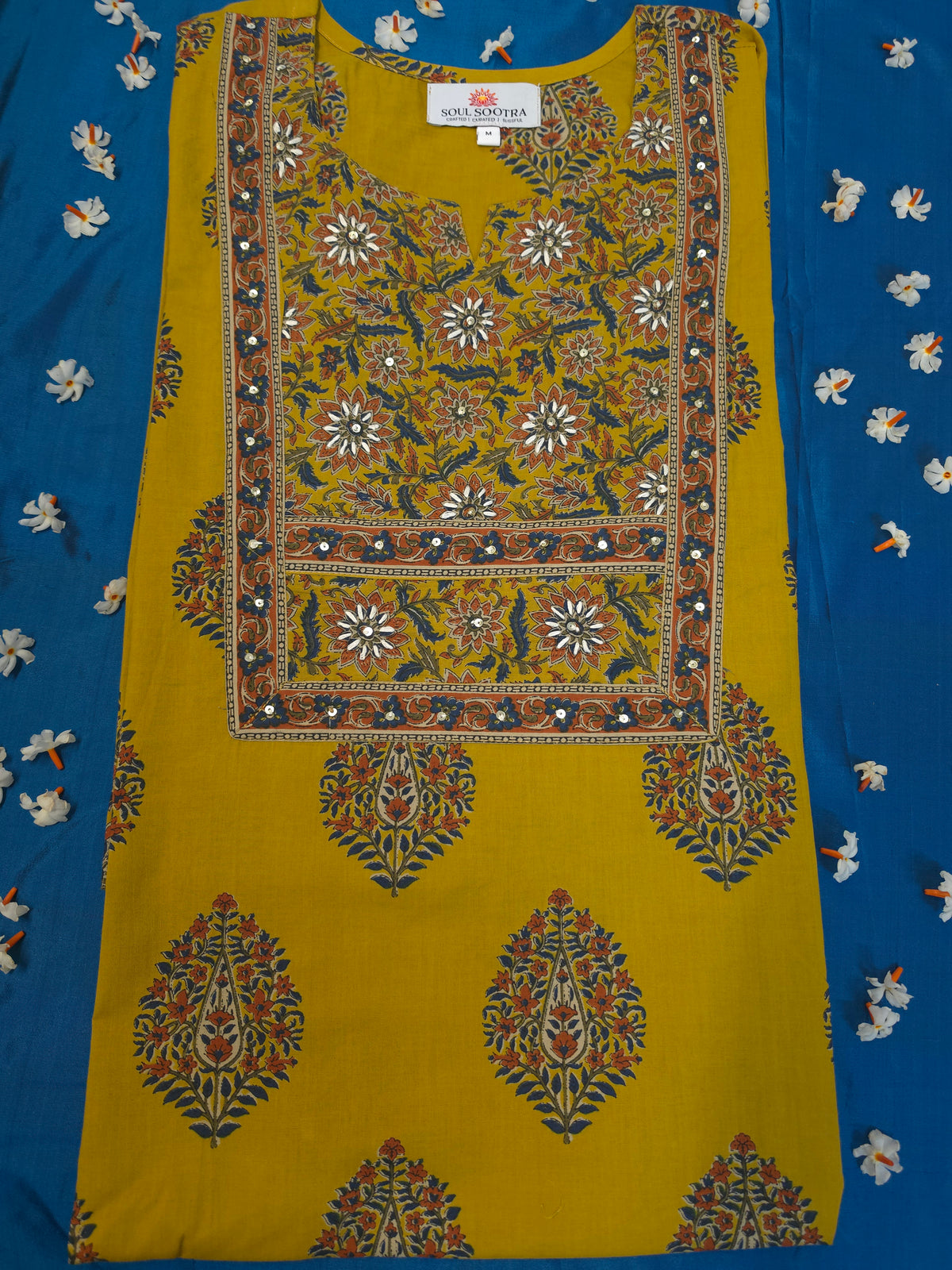 Yellow Jaipuri Embroidery Kurta