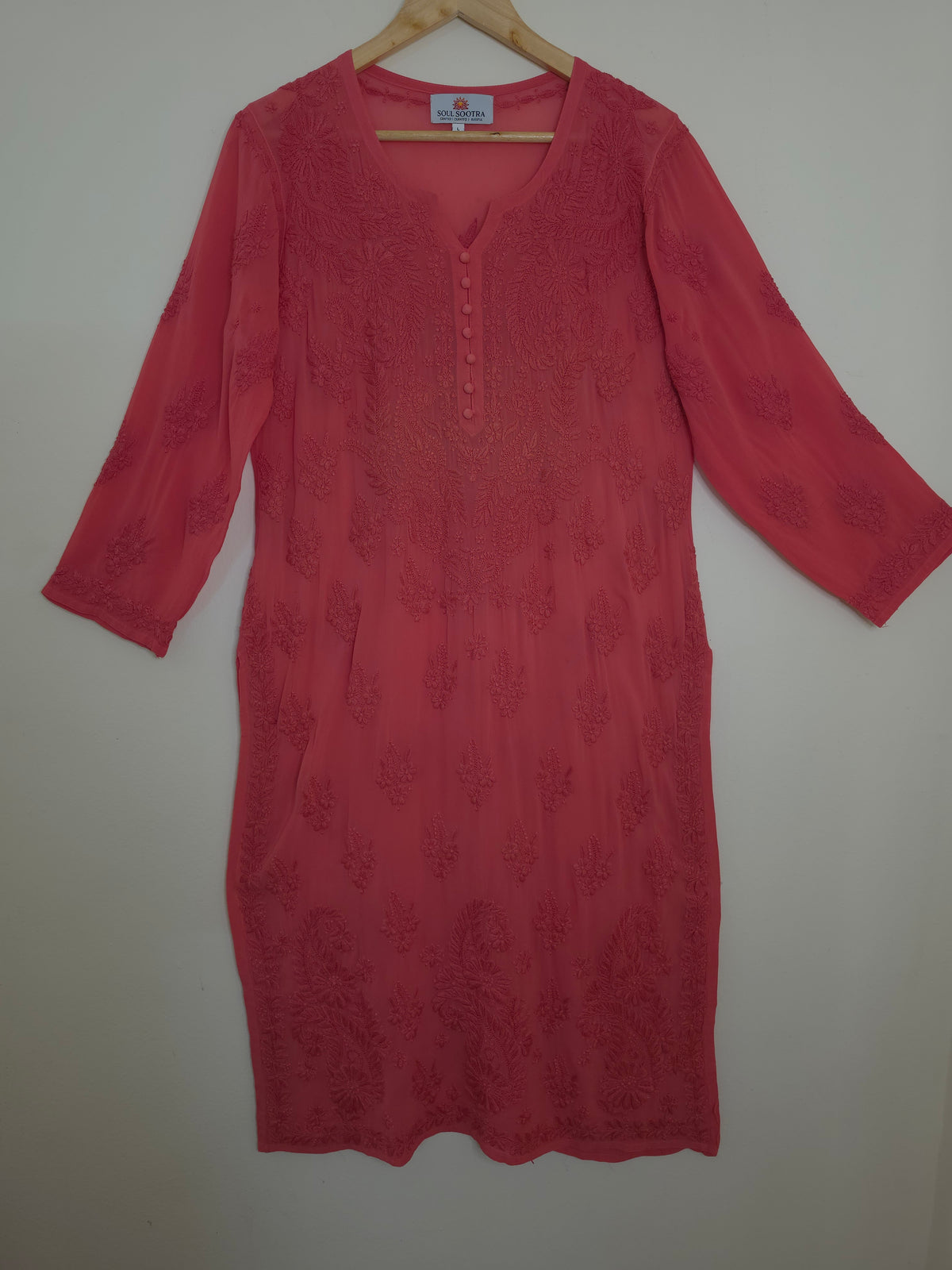 Crimson Red Chikankari Kurta