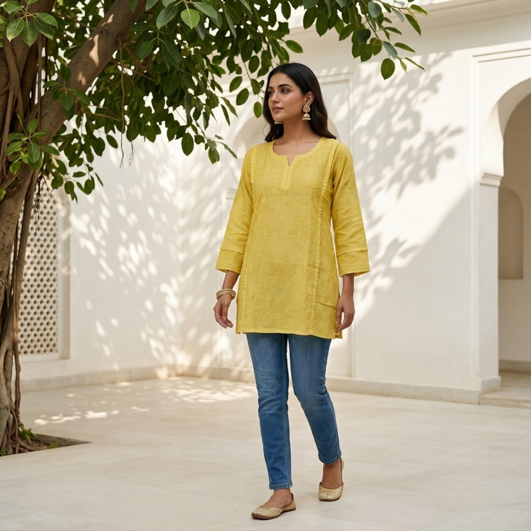 Mustard Yellow Short Kurta