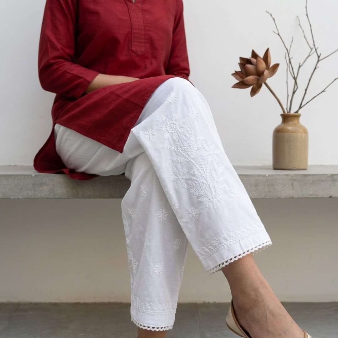 Kashmiri Embroidery White salwar