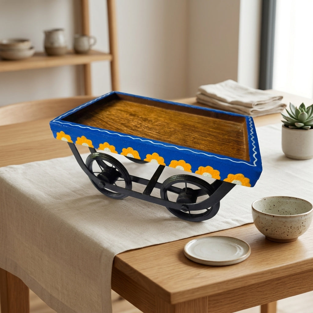 Blue Wooden hand painted Thela platter
