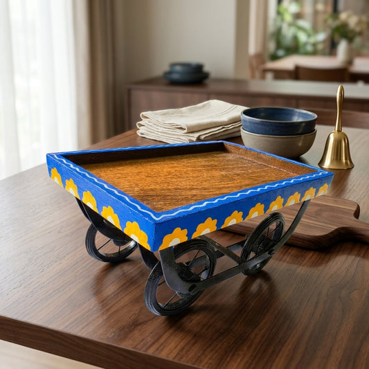 Blue Wooden hand painted Thela platter