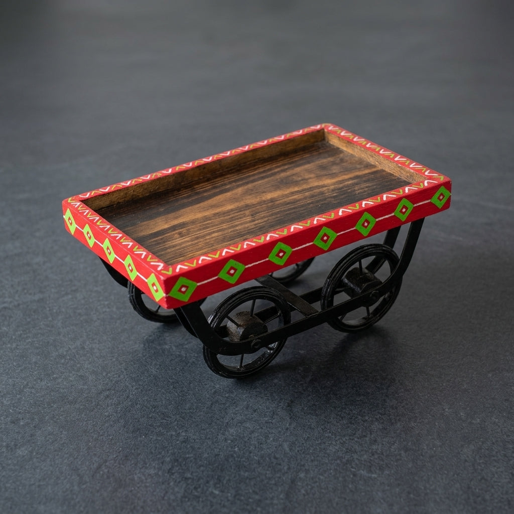 Red Wooden hand painted Thela platter