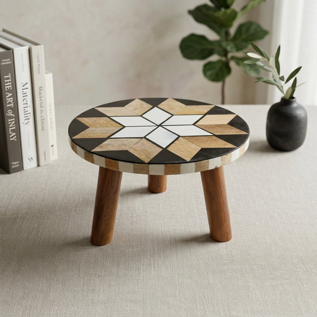 Geometric wooden cake stand/starter platter