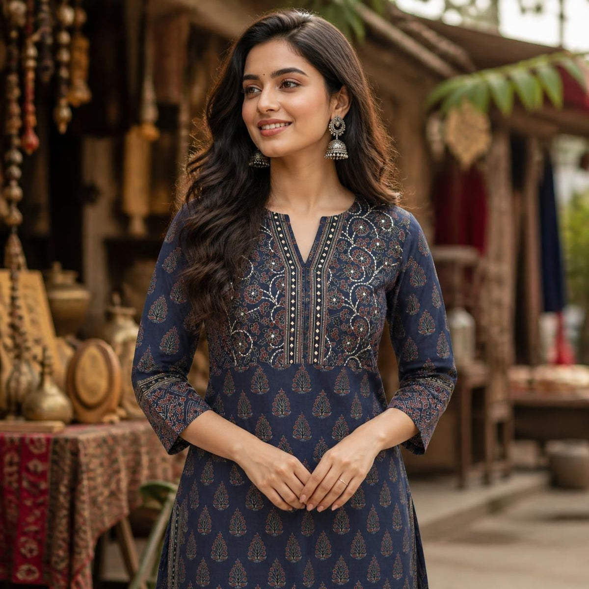 Blue Jaipuri Embroidery Kurta