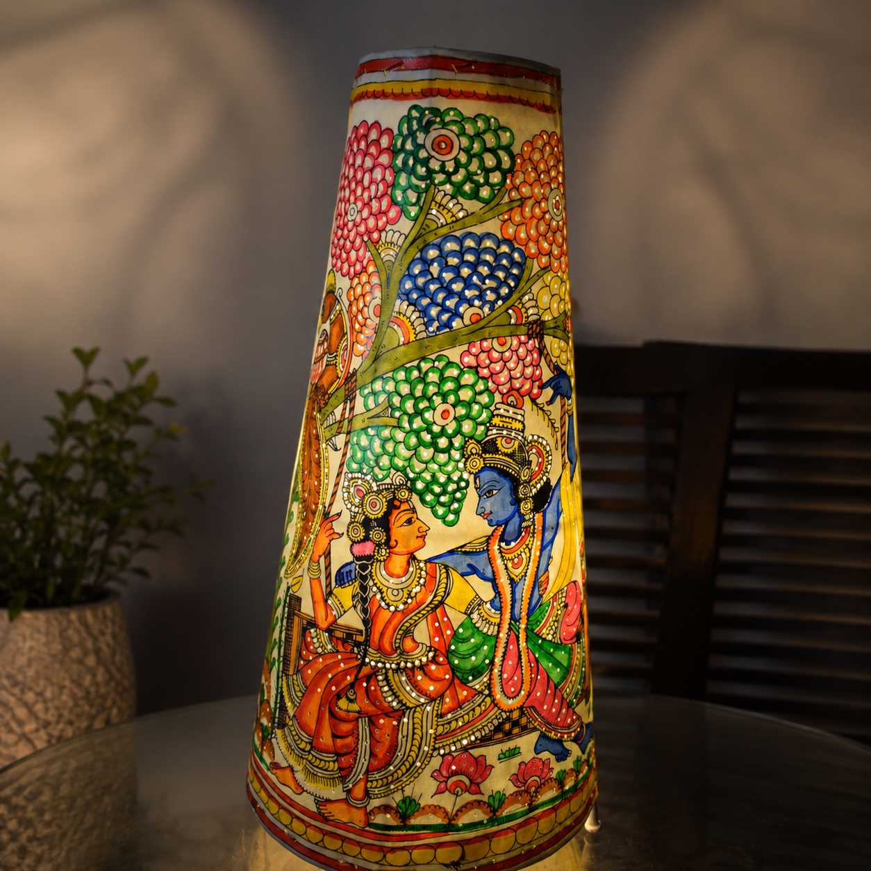 Radha Krishna Hand Painted Lamp Shade
