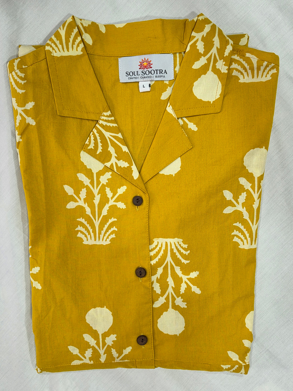 Yellow Cotton Hand Block Print Dress