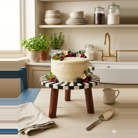 Stripped wooden cake stand/starter platter