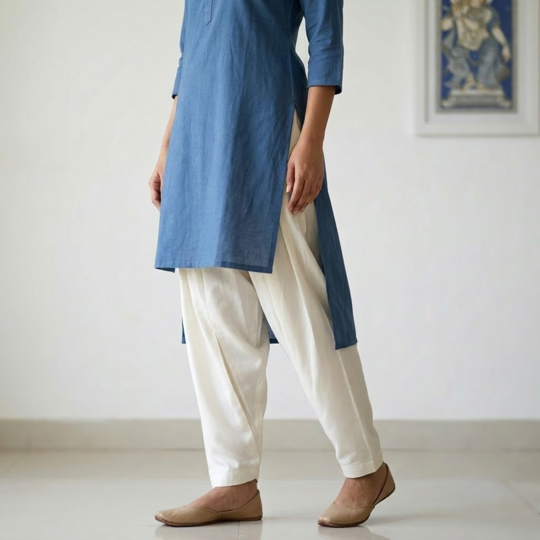 Cream poplin salwar