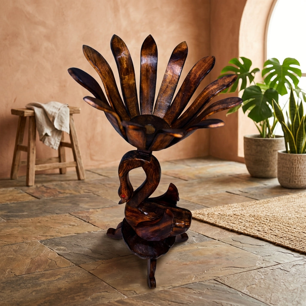 Wooden  Swan Planter Holder