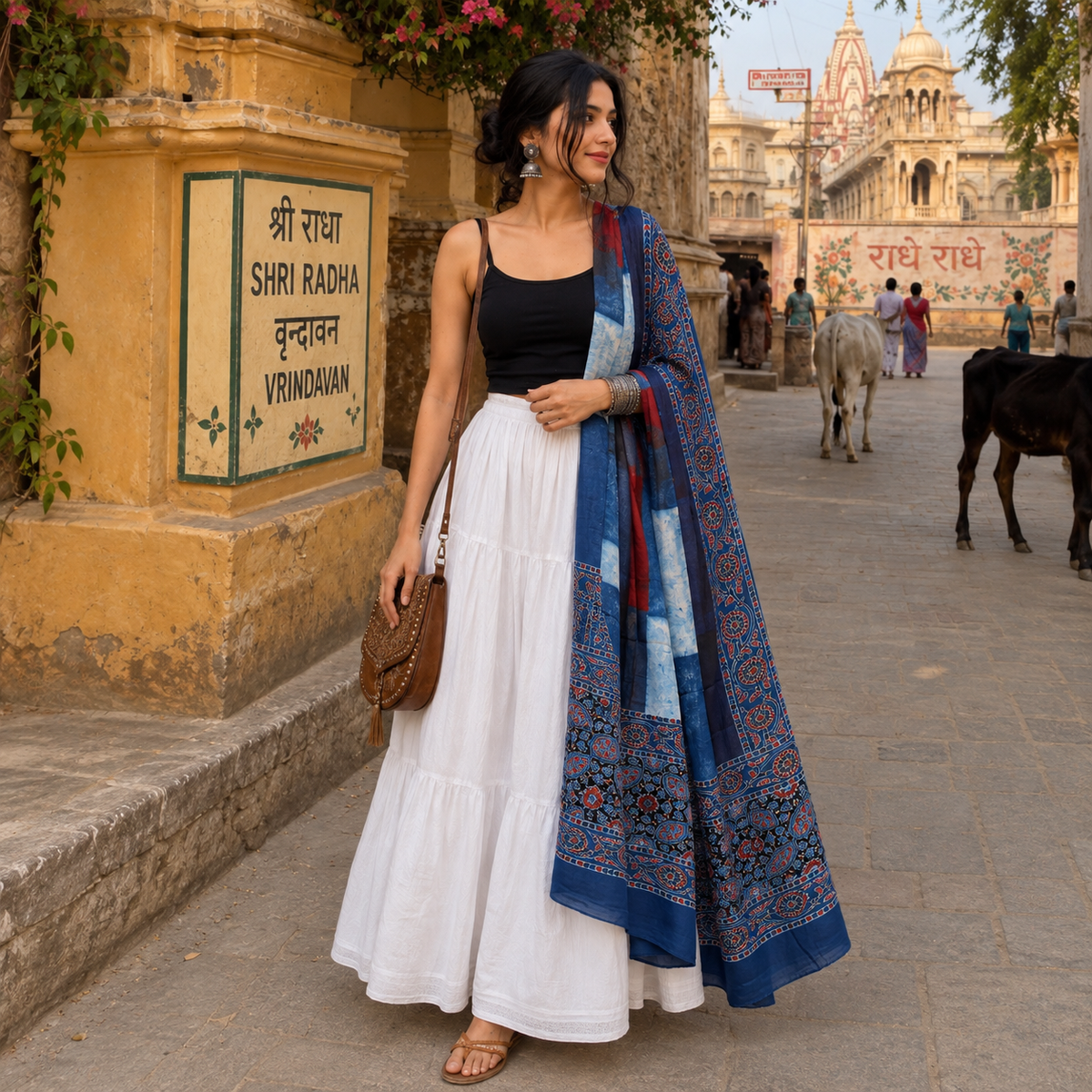 Ajrakh Modal Silk Blue Stole