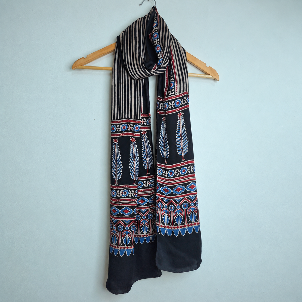 Ajrakh Modal Silk Black Stole
