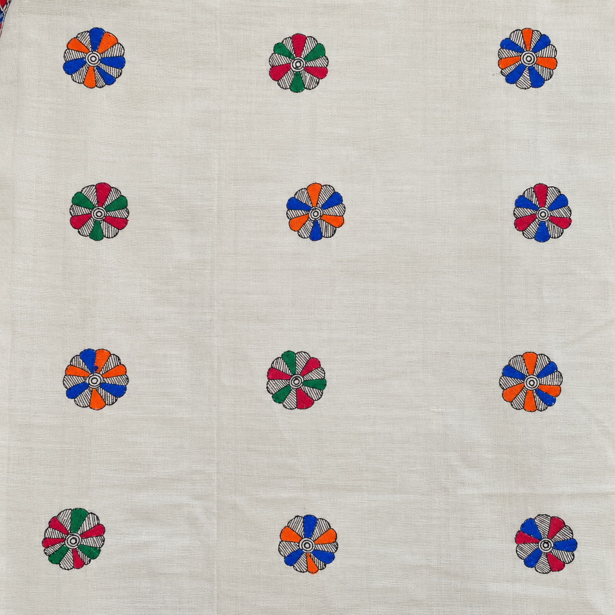 Madhubani Hand Painted Cream Colour Lotus Motif Dupatta