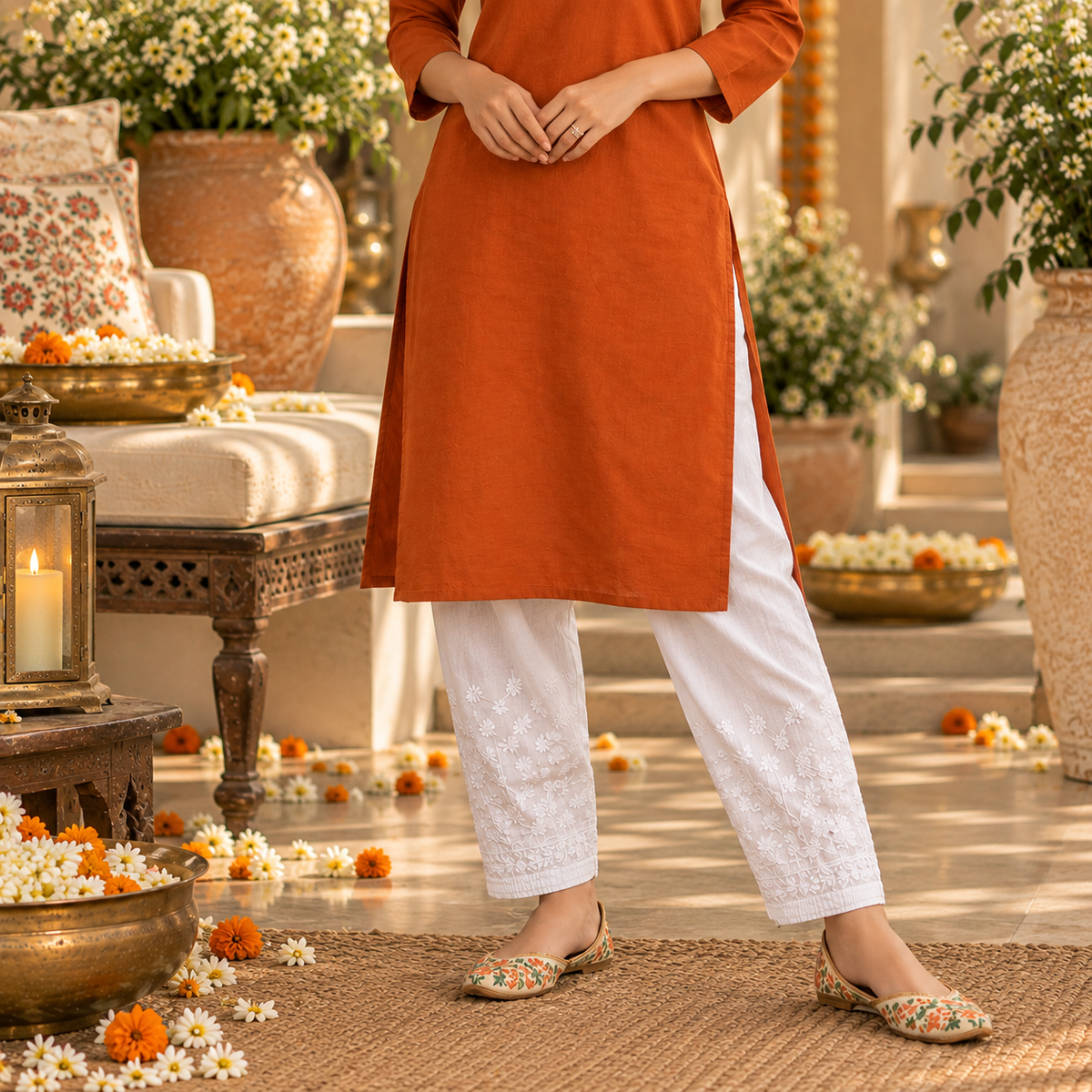 Chikankari  White Salwar