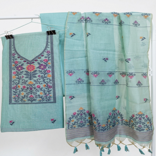 Seagreen Jamdani Dress Material