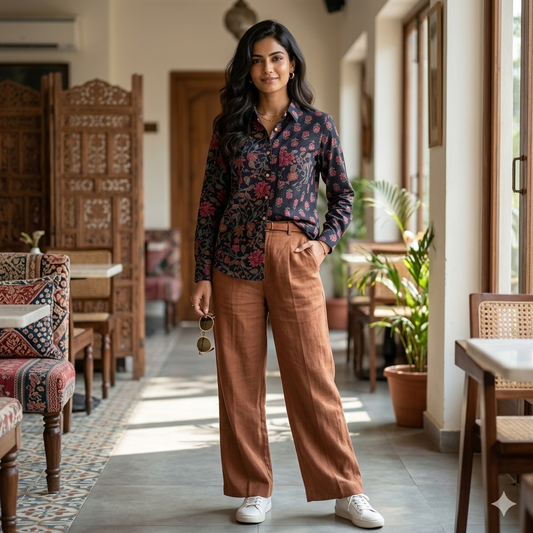 Black Bagru Print Kalamkari Cotton Shirts