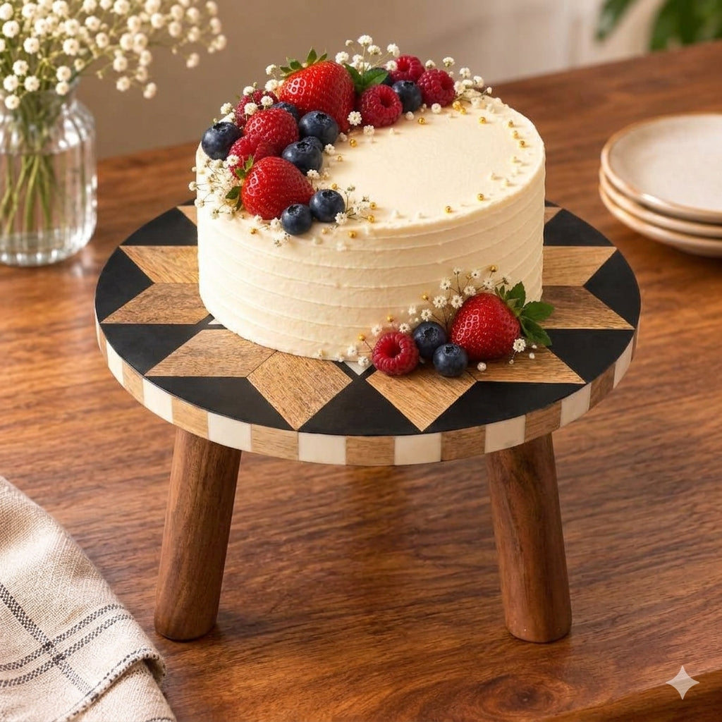 Geometric wooden cake stand/starter platter