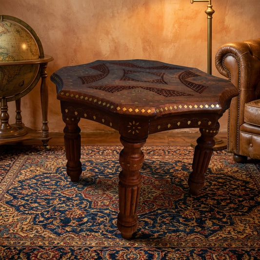 wooden carved folding stool